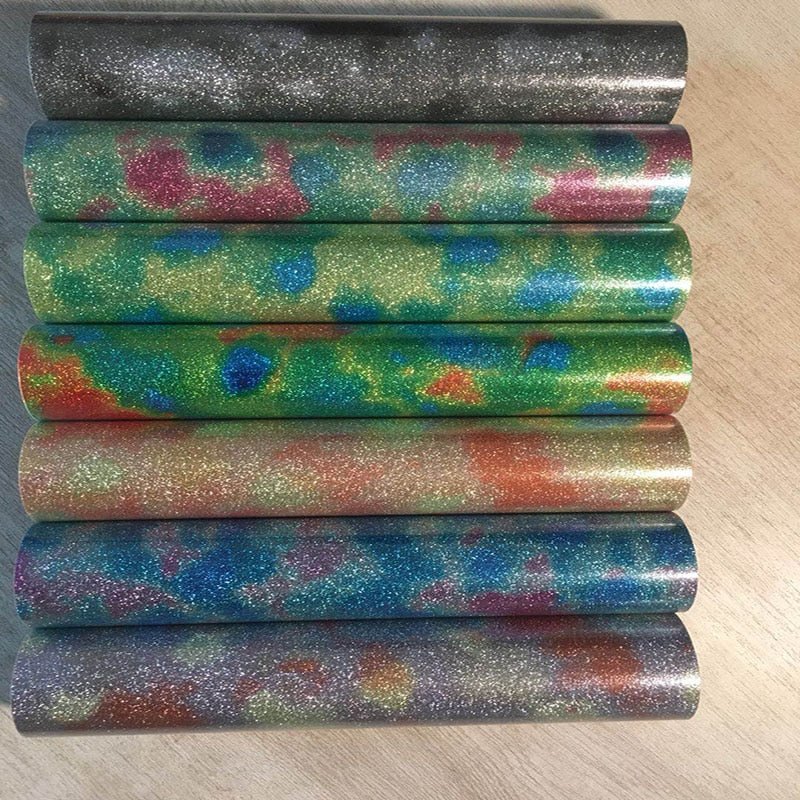 Glitter heat transfer vinyl 12 inch by 1 yard rolls in a range of glitter colors and styles