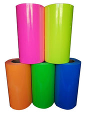 Neon heat transfer vinyl 12 inch by 1 yard roll in bright fluorescent colors for apparel and sports kit