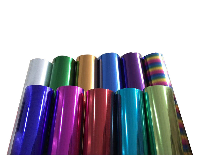 Metallic foil heat transfer vinyl 12 x 12 inch sheet with mirror-like shine for Cricut and heat press