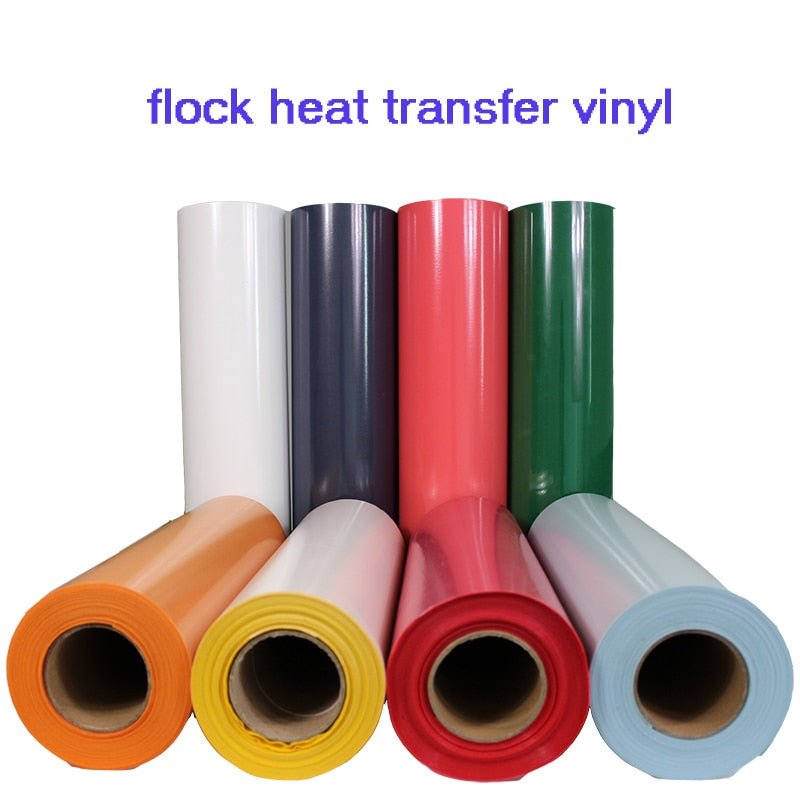 Flock heat transfer vinyl with soft velvet suede texture in solid colors for apparel