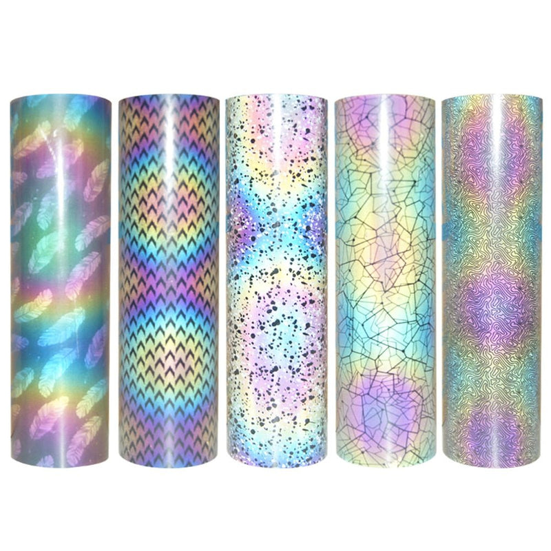 Reflective colorful heat transfer vinyl that appears colored in daylight and flares bright under direct light