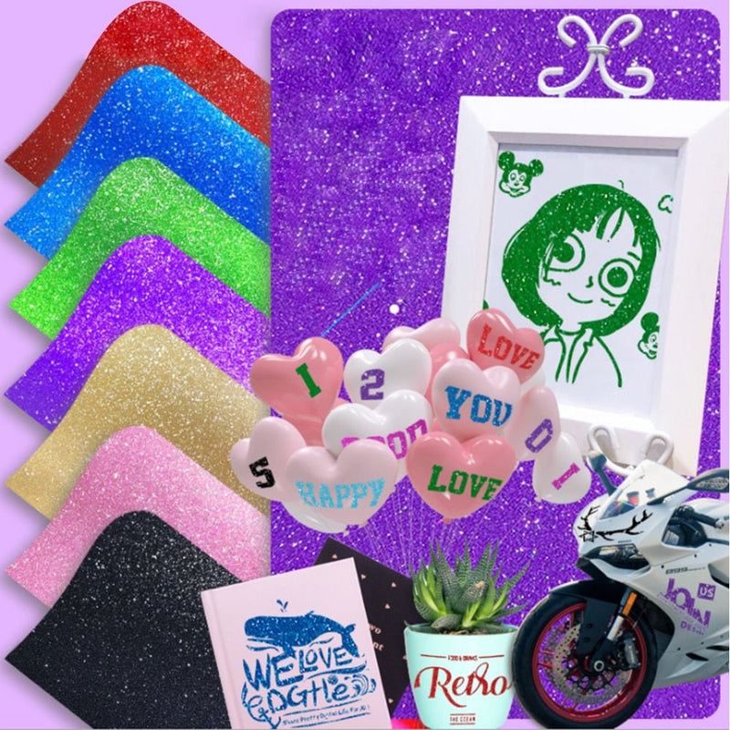 Glitter self-adhesive permanent vinyl with sparkle finish for tumblers, decals and signs