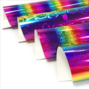 Rainbow and pattern holographic self-adhesive permanent vinyl with printed light-catching designs