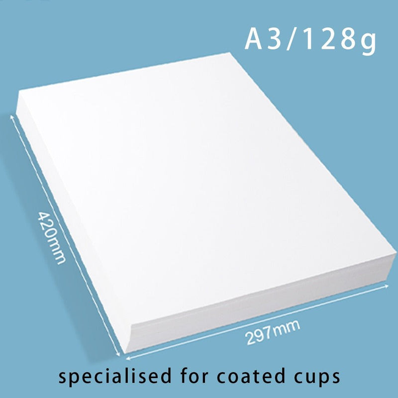 Sublimation transfer paper sheets for printing full-color designs onto polyester and poly-coated blanks