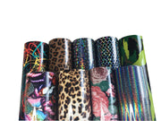 Wholesale animal print heat transfer vinyl 12 inch by 5.5 yard bulk roll in leopard, tiger and snake prints