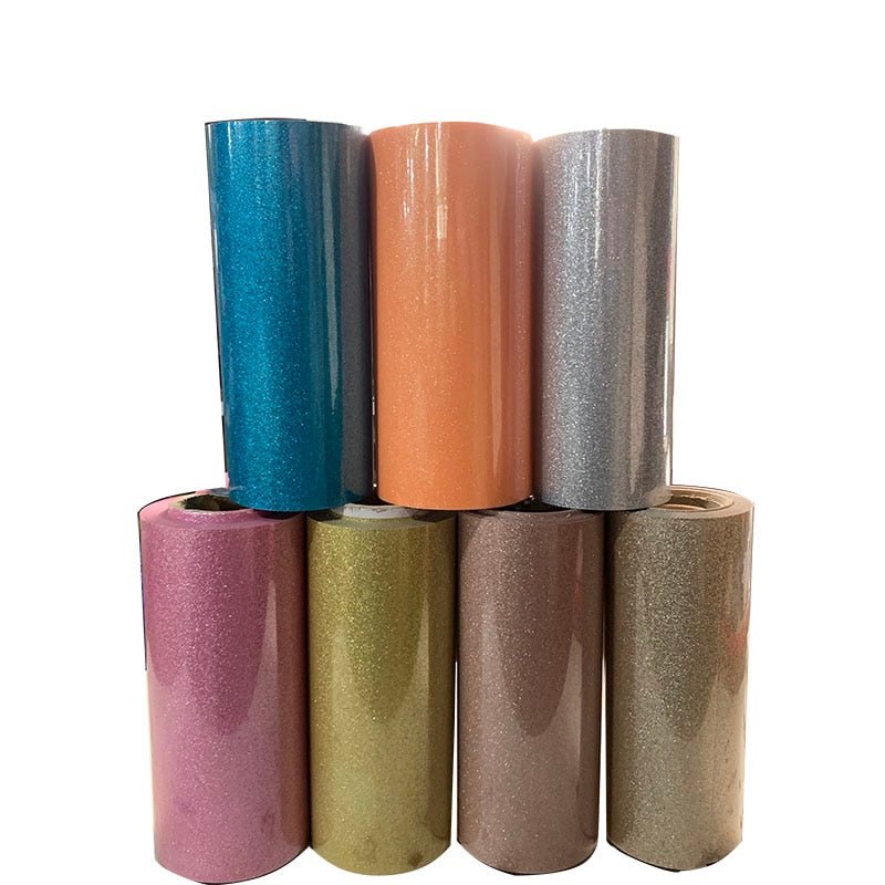 Wholesale glitter heat transfer vinyl 12 inch by 5.5 yard bulk roll with dense sparkle finish